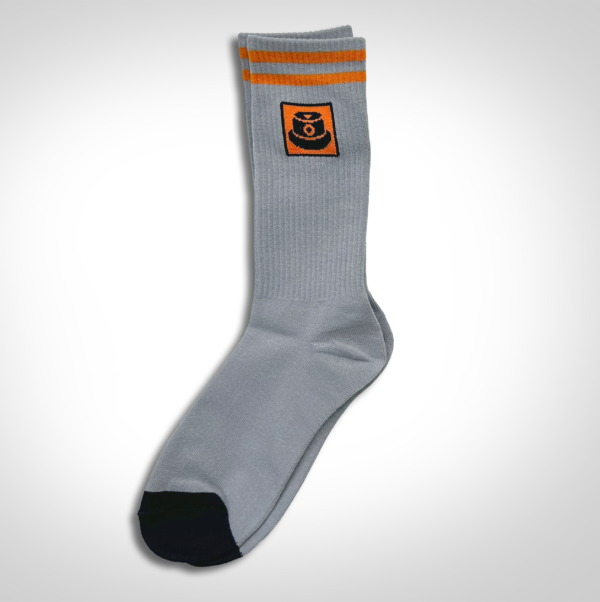 Grey Socks with Orange Stripes Cap Icon